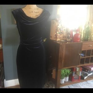 Vince Camuto deep blue velvet sheath dress.